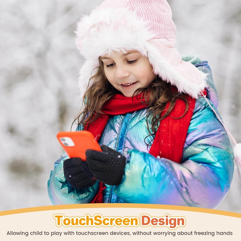 Clothclose Kids Winter Gloves for Boys Girls, Warm Winter Gloves for Kid, Knit Cable Fleece Lined Toddler Kids Glove Mitten - Image 4